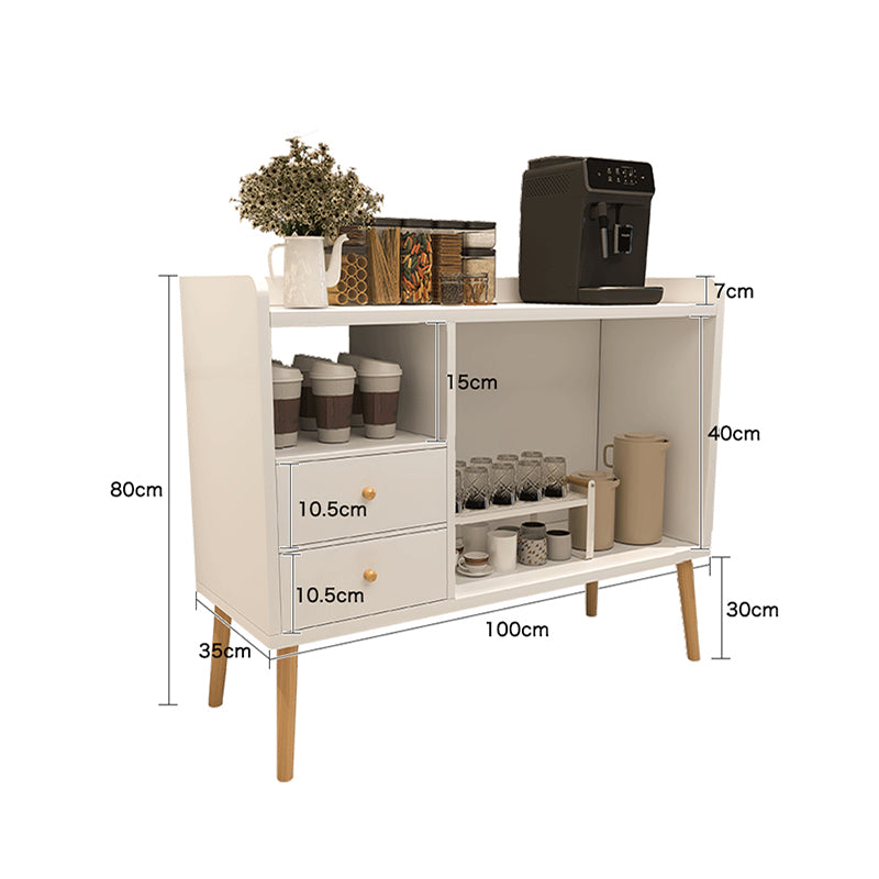 AnneFish Modern Buffet Side Cabinet, Coffee Corner Table for Living Room with Storage,  Large Top with 2 Drawers, Wooden Center Table for Home 100*35*80cm