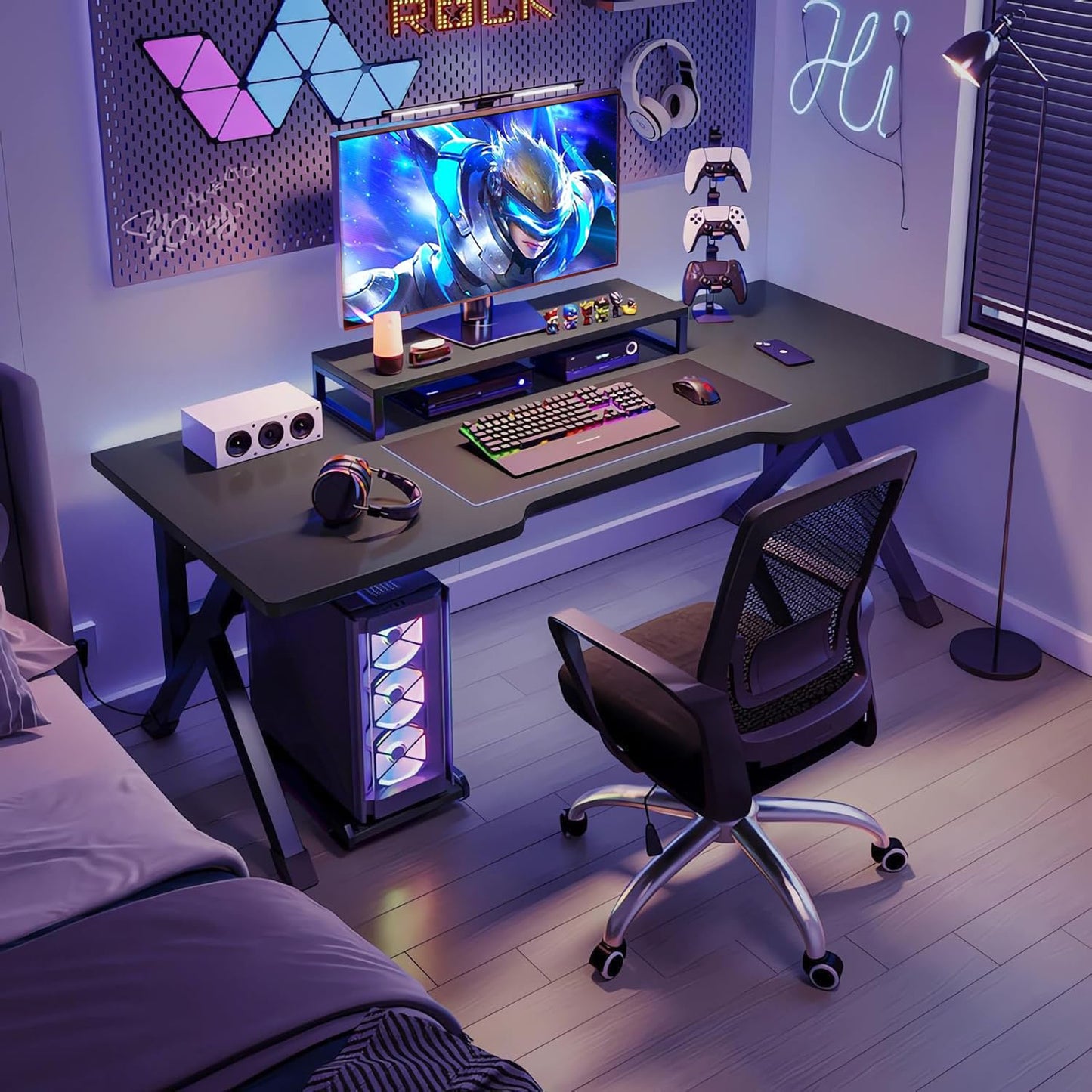 AnneFish Gaming Desktop Computer Desk,Home Office Desk,Versatile Gaming and Study Solution for Modern Homes,Ideal for Students and Gamers,Spacious and Functional