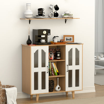 Multipurpose Coffee Corner Cabinet, Kitchen Bakers, Wooden Spice Rack and Cup Hanging, Perfect for Living Room, Kitchen, Office