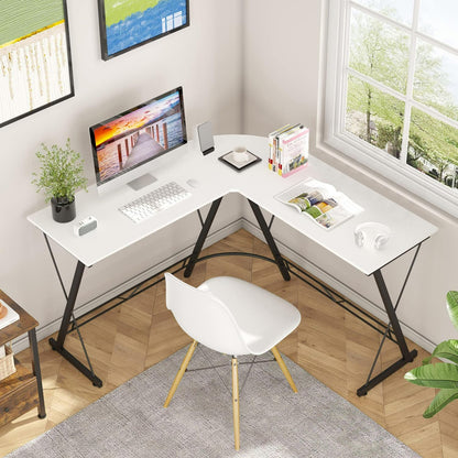 AnneFish L-Shaped Desk Computer Corner Table,  Home Gaming Desk, Office Writing Workstation with Large Monitor Stand, Space-Saving, Easy to Assemble